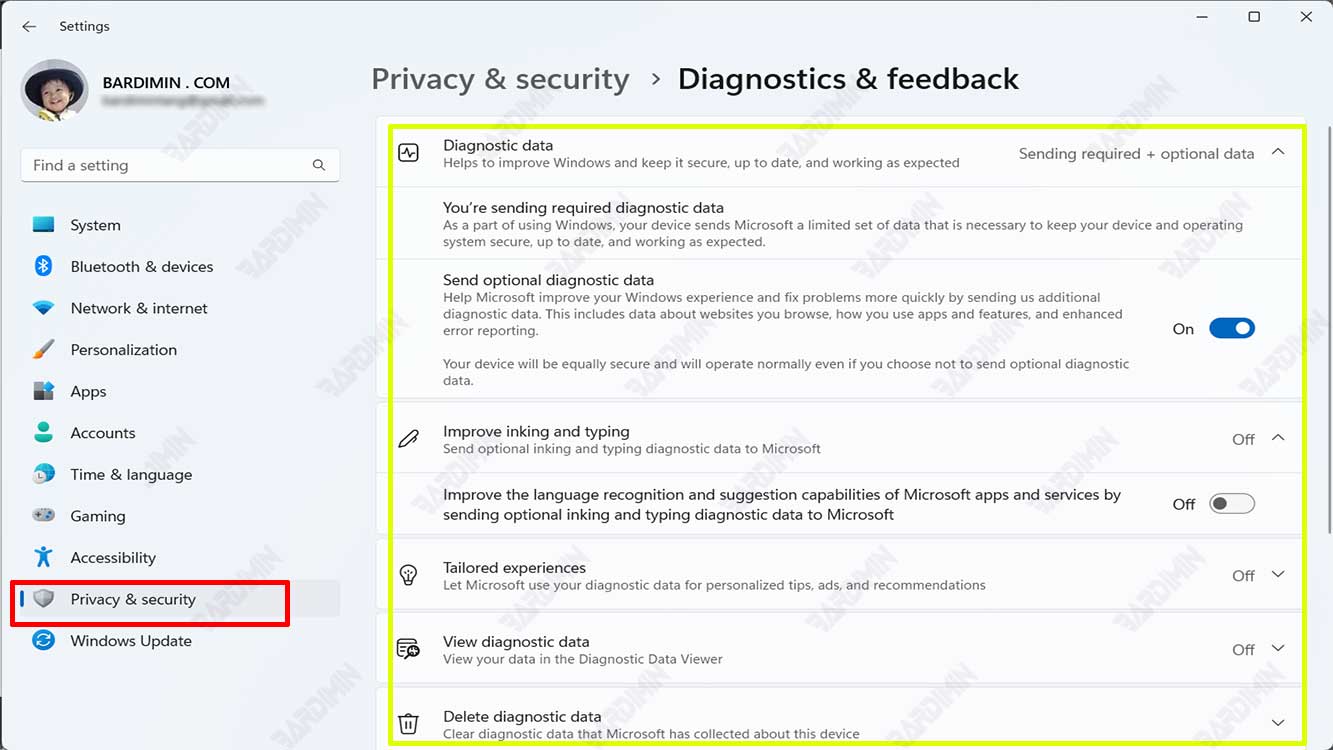 privacy diagnostic data