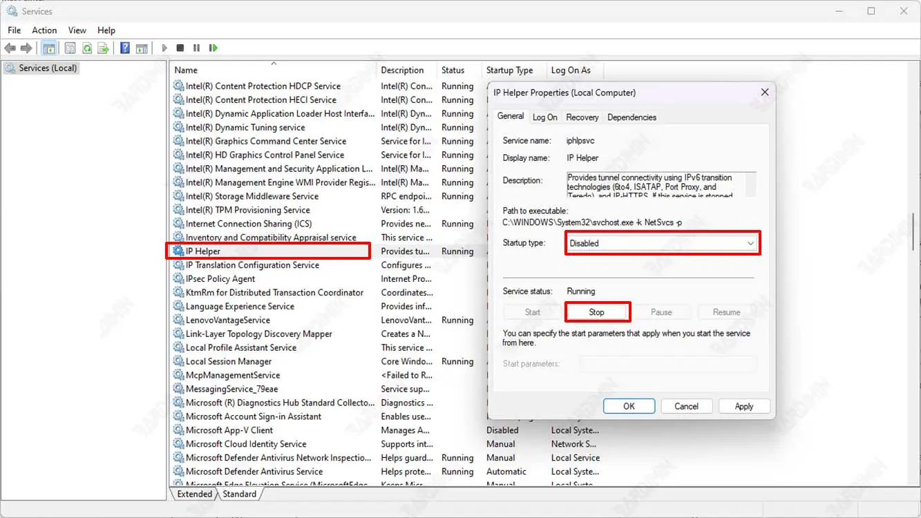 disabled ip helper