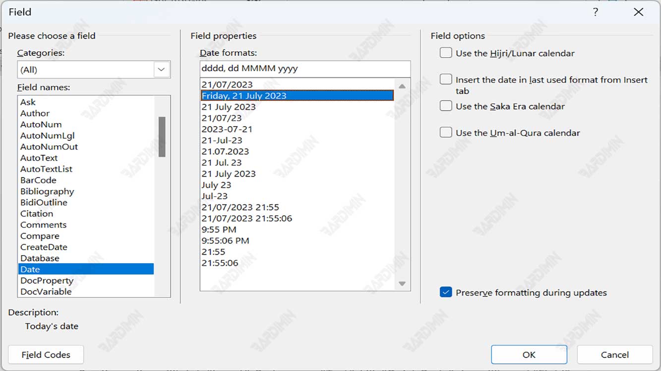 entry field word