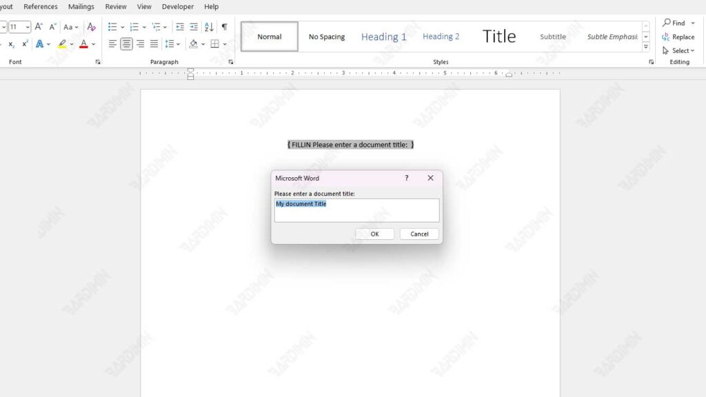 ms word fill in