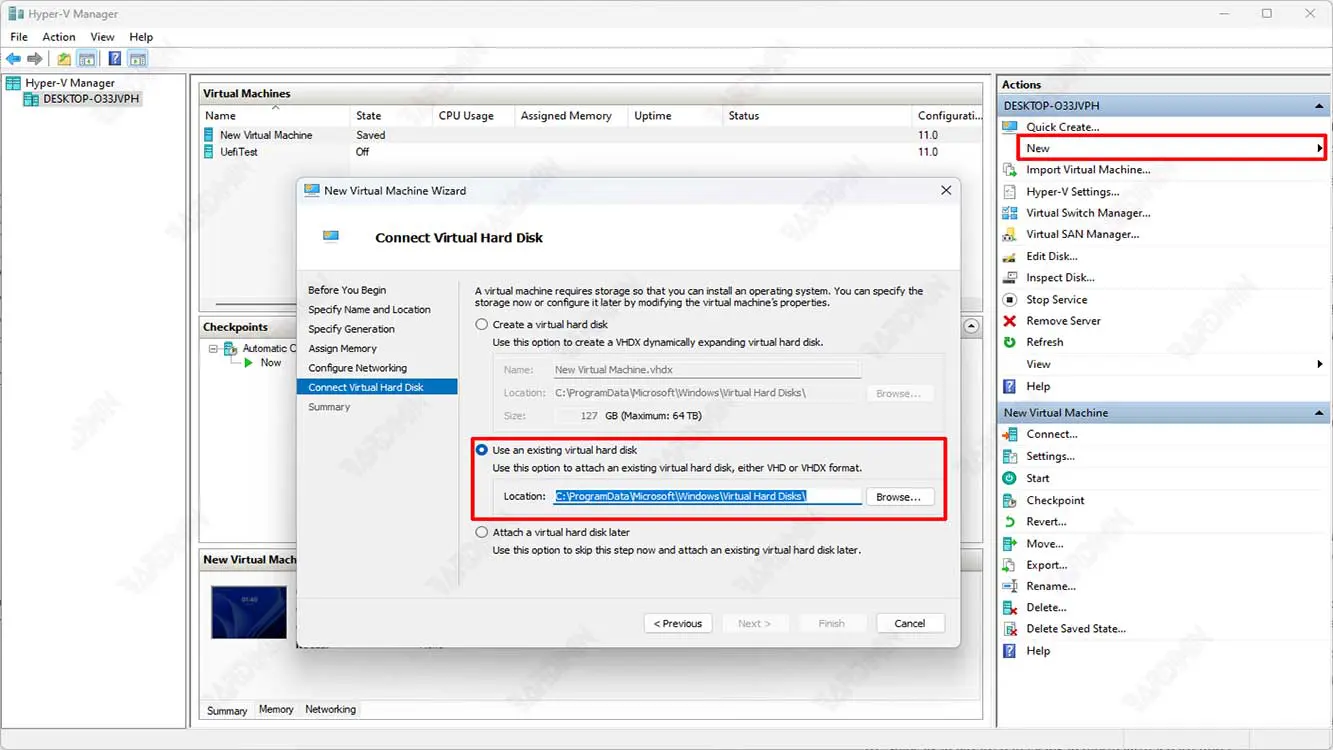 hyper v new virtual machine