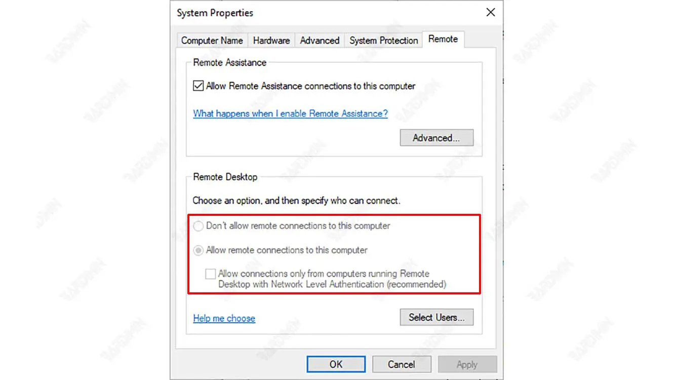 remote desktop gray out