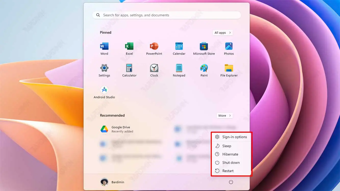 Windows 11 Sign out