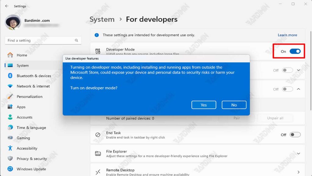 Developer Mode Windows 11
