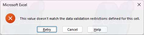 data validation error