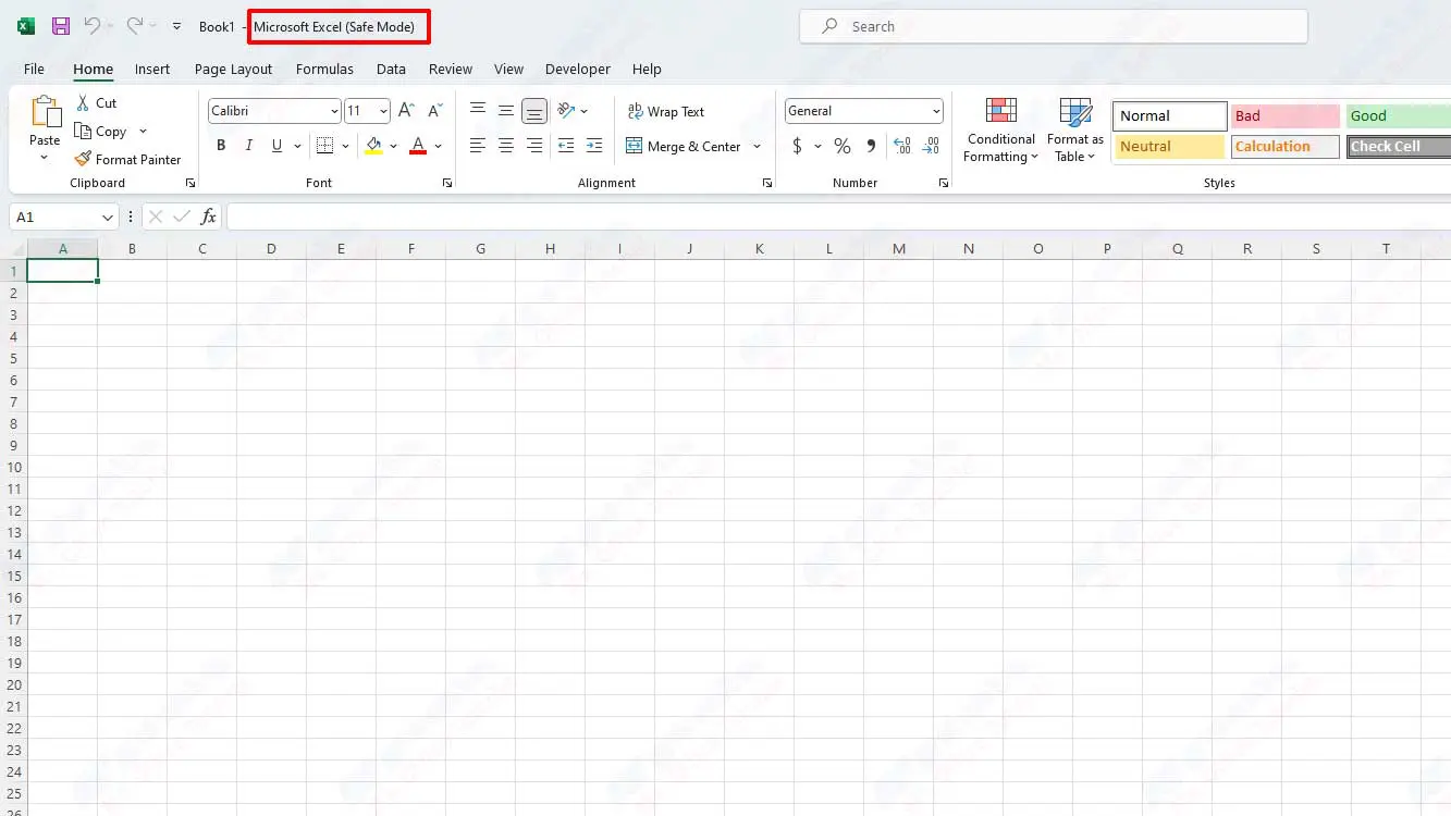 excel safe mode
