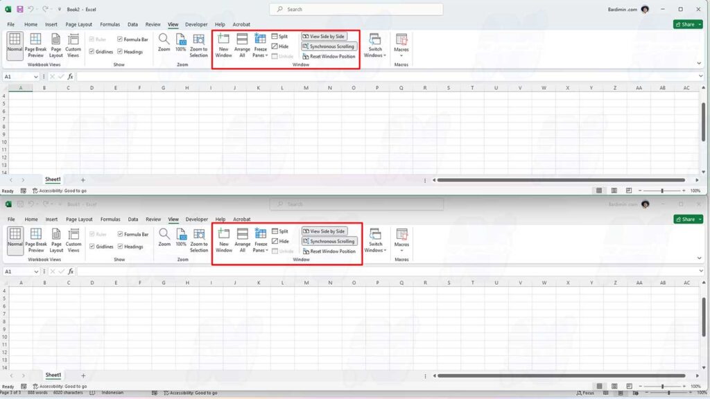 Cara Melihat Lembar Kerja Excel di Beberapa Jendela