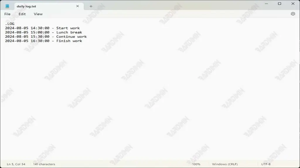 notepad daily log