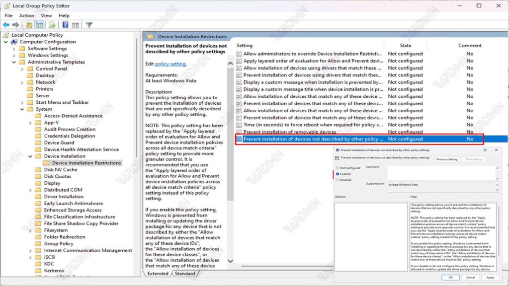 Group Policy Editor Disable USB Port