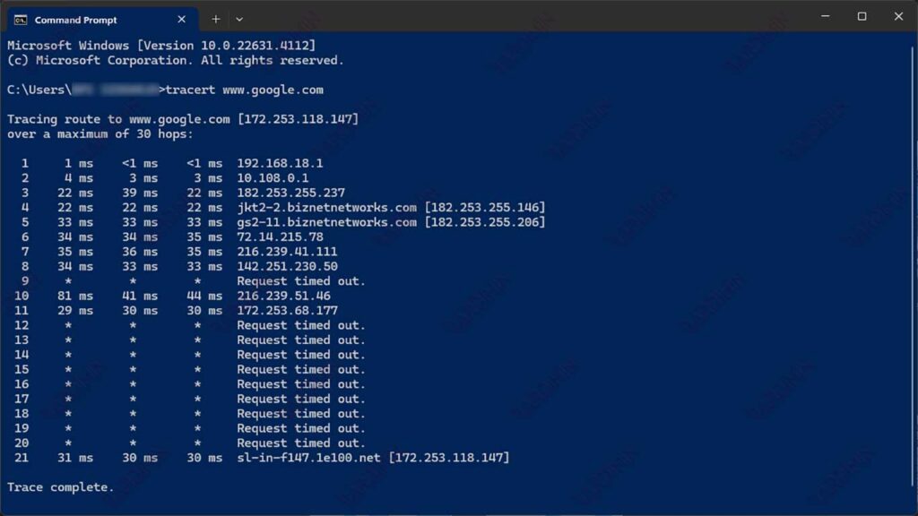 tracert command