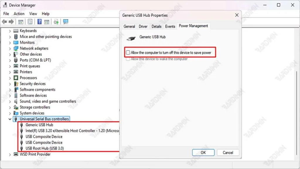 Power Management in Device Manager