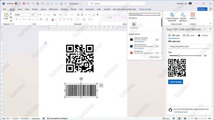 QR Code and Barcode in Ms Word QR Code and Barcode in Ms Word