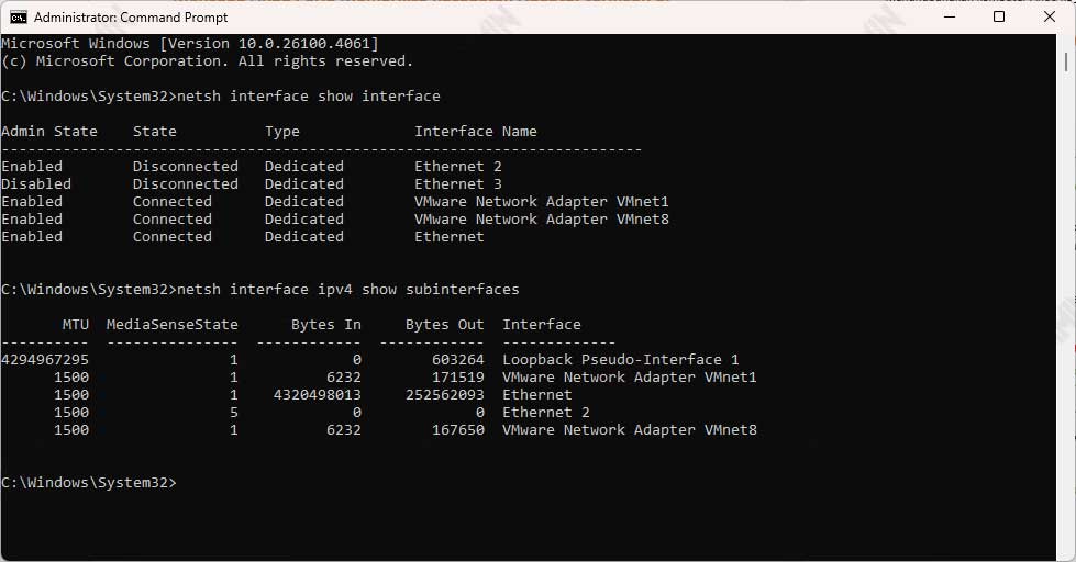 cmd ethernet speed