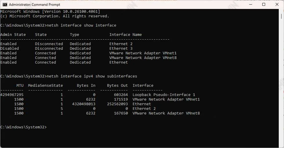 cmd ethernet speed