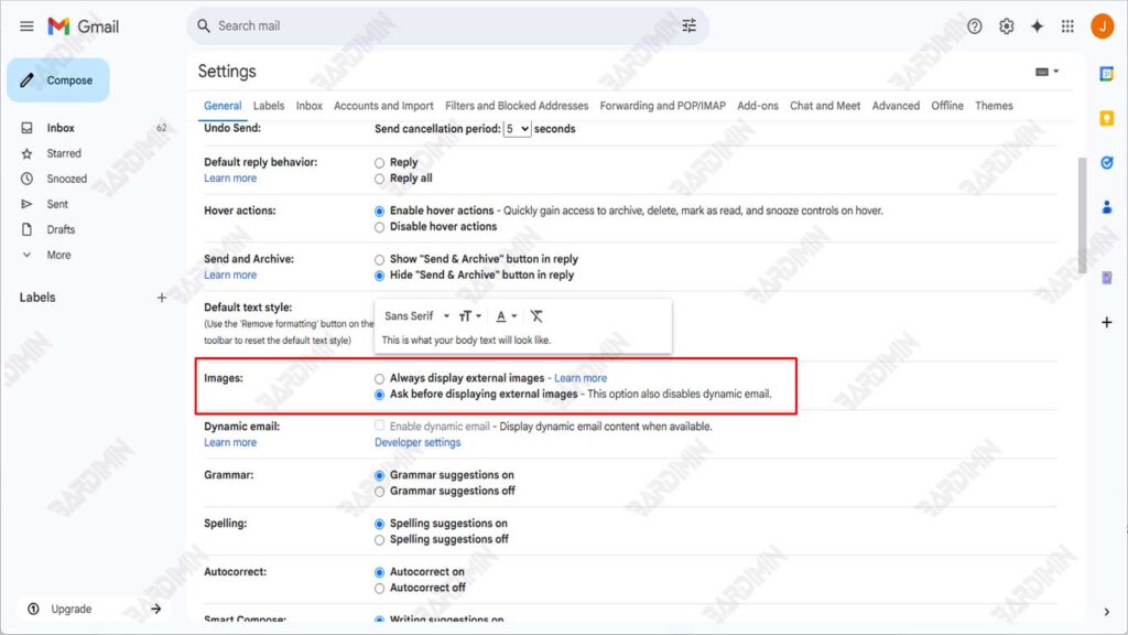 Gmail Ask before displaying external images