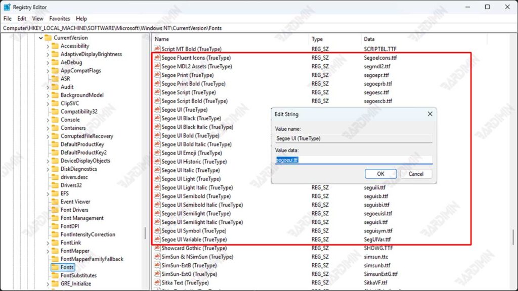 Windows Standard Fonts