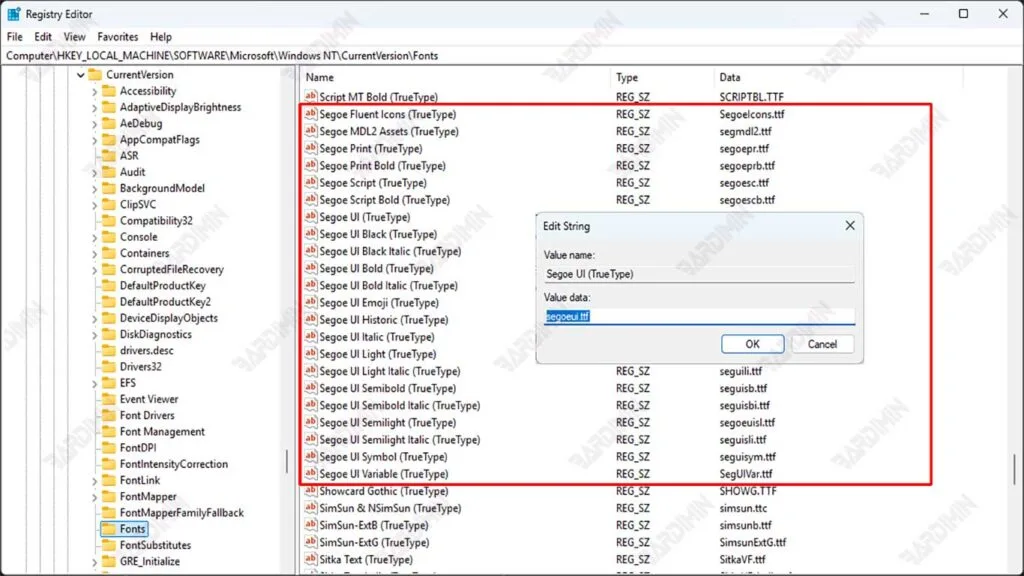 Windows Standard Fonts