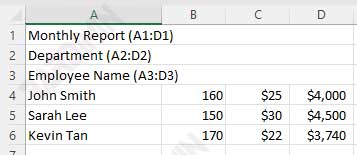 After Merge Across Applied on Rows 1 3