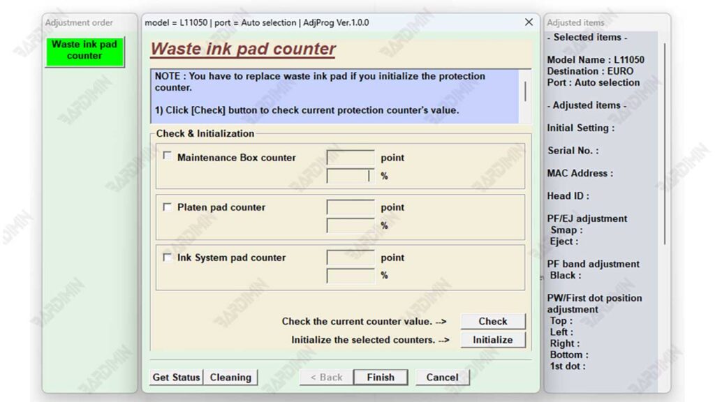 Adjustments Program Epson L11050