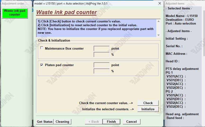 Adjustments Program Epson L15150 counter