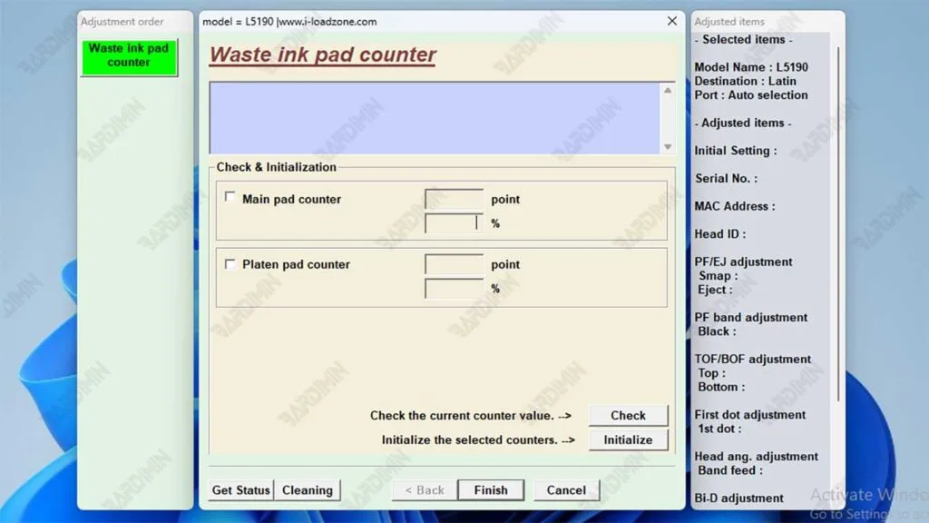 waste ink pad counter epso L 5190